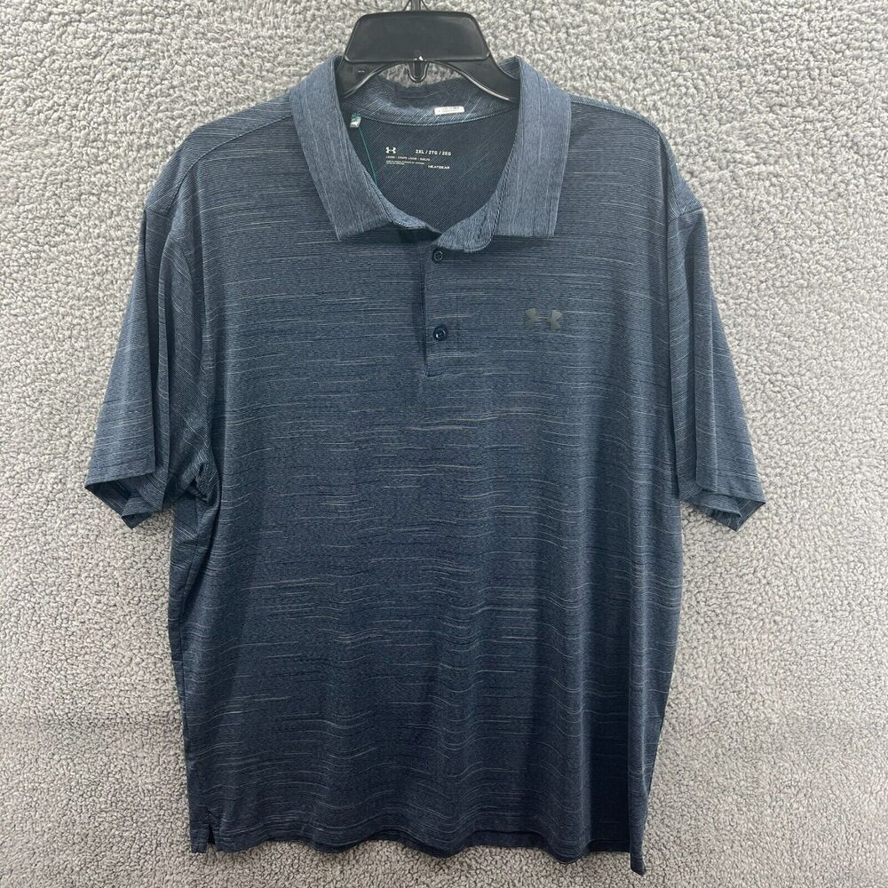 UNDER ARMOUR Heat Gear Loose Blue Golf POLO SHIRT SIZE XXL 2XL